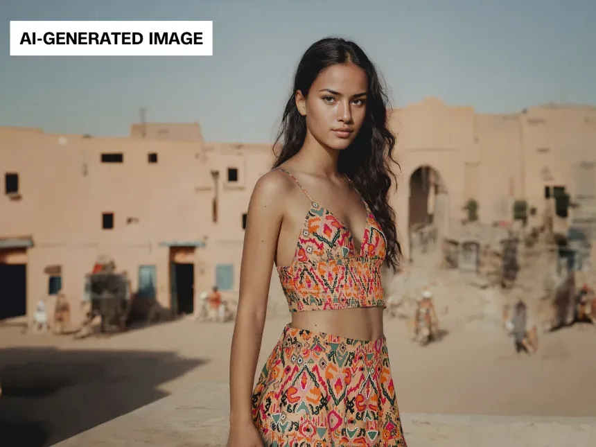 Nhiều thương hiệu thời trang sử dụng người mẫu AI cho các chiến dịch tiếp thị (Ảnh: Mango)