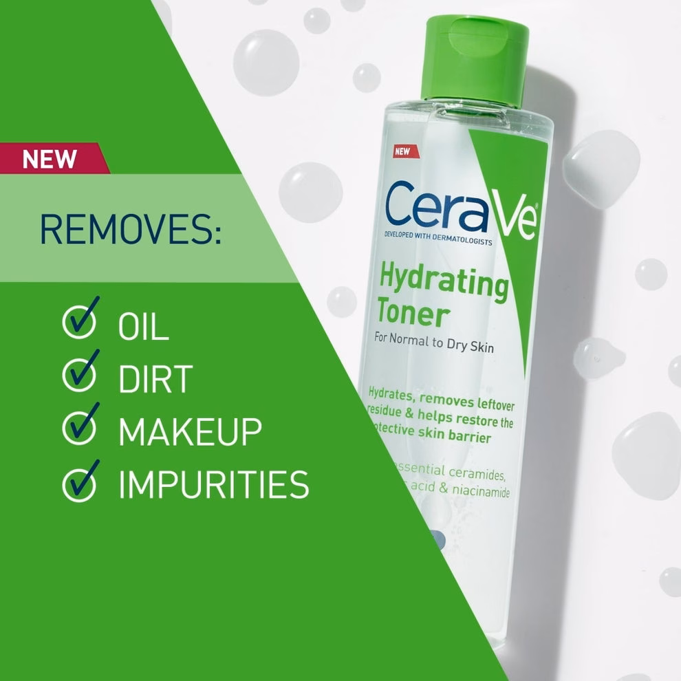 3 sản phẩm chăm sóc da và môi giúp giảm đỏ, mịn màng và dưỡng ẩm hiệu quả CeraVe Hydrating Toner for normal to dry skin removes oil, dirt, makeup, and impurities; features essential ceramides, HA, and niacinamide