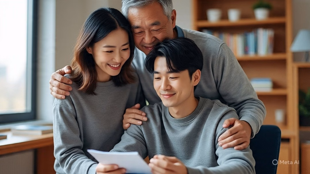 Sau kỳ thi căng thẳng, trẻ em cần cái ôm của cha mẹ. Ảnh minh họa AI