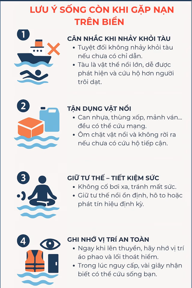 Mẹo giữ ấm và sống sót khi bị rơi xuống biển Sức khoẻ của bé trai 10 tuổi được cứu sống trong vụ lật tàu hiện ra sao?