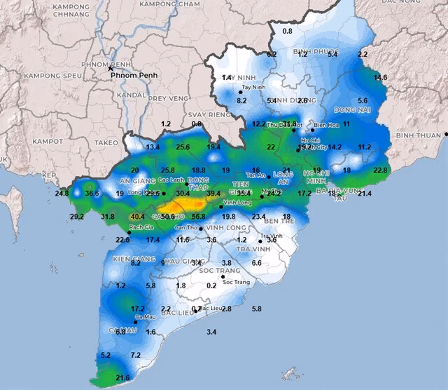 Miền Nam đề phòng mưa lớn, gió giật mạnh trong vài ngày tới