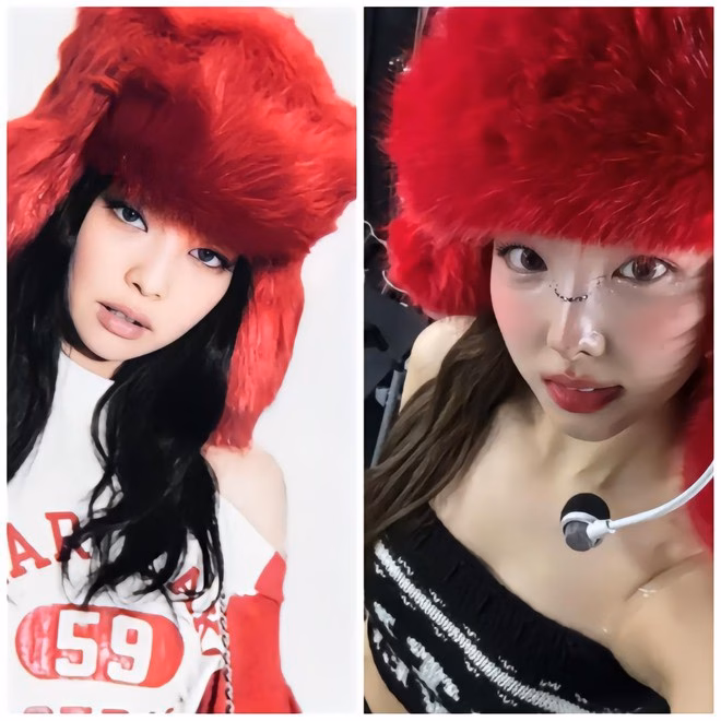 Nhan sắc và phong cách của Jennie (BLACKPINK) và Nayeon (TWICE) bị đem ra so sánh vì 1 lý do Đến chiếc mũ lông đỏ cũng là "cặp song sinh"