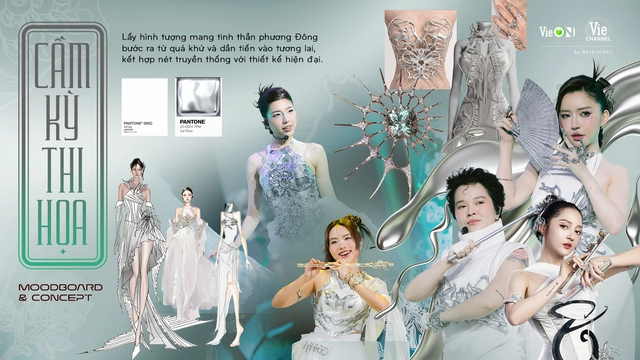 Moodboard kết hợp các yếu tố truyền thống, hiện đại của Cầm kỳ thi họa - Ảnh: VIE CHANNEL