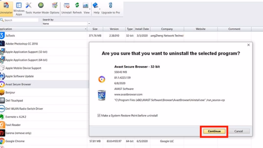 Cách gỡ bỏ Avast Free Antivirus彻底 khỏi máy tính Bước 3: Đảm bảo xóa cả registry và file còn sót.