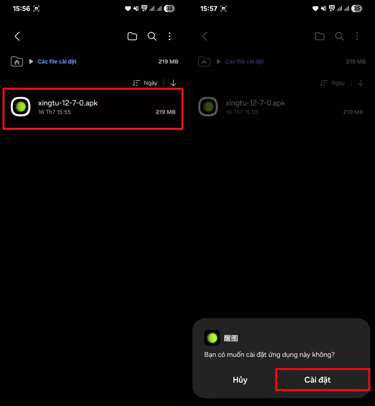 Cách tải Xingtu về máy và chỉnh ảnh với bộ lọc độc đáo Tiến hành cài đặt file APK lên thiết bị của bạn.