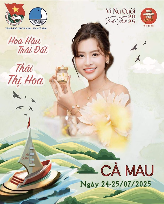 Đêm văn nghệ Vì nụ cười trẻ thơ 2025: Ẩn số tại Cà Mau Hoa hậu trái đất Thái Thị Hoa