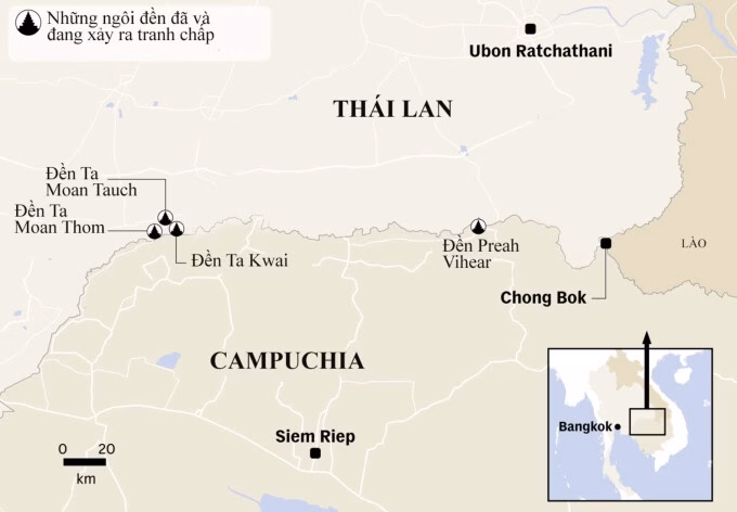Các tòa tháp trong đền Ta Muen Thom trong ảnh chụp ngày 5/3. Ảnh: Reuters