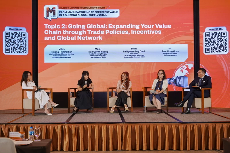 M-TALKS 2025: Cơ hội bứt phá chuỗi giá trị ngành cơ khí Việt Nam Bà Trương Thị Chí Bình, Phó Chủ tịch, Tổng Thư ký Hiệp hội Công nghiệp hỗ trợ Việt Nam (VASI), tại sự kiện RX Tradex M-Talks Metalex.