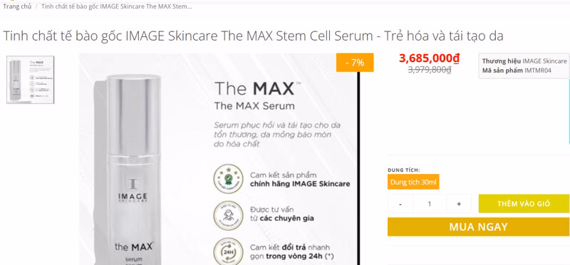 Một số mỹ phẩm mang nhãn hiệu Image Skincare do Công ty TNHH Thương mại Minh Khương phân phối.