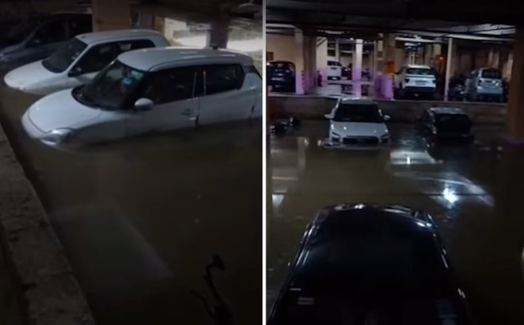 Ấn Độ: Hầm chung cư bị ngập, hàng loạt ô tô và xe máy bị hư hỏng