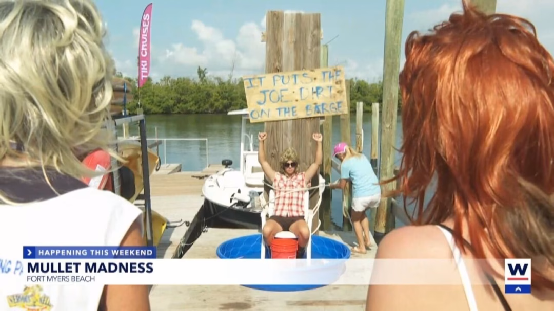 Bãi biển Fort Myers tổ chức sự kiện “Mullet Madness” đầu tiên Fort Myers Beach is buzzing with excitement this weekend as the island hosts a unique celebration of mullets, both the fish and the iconic hairstyle.