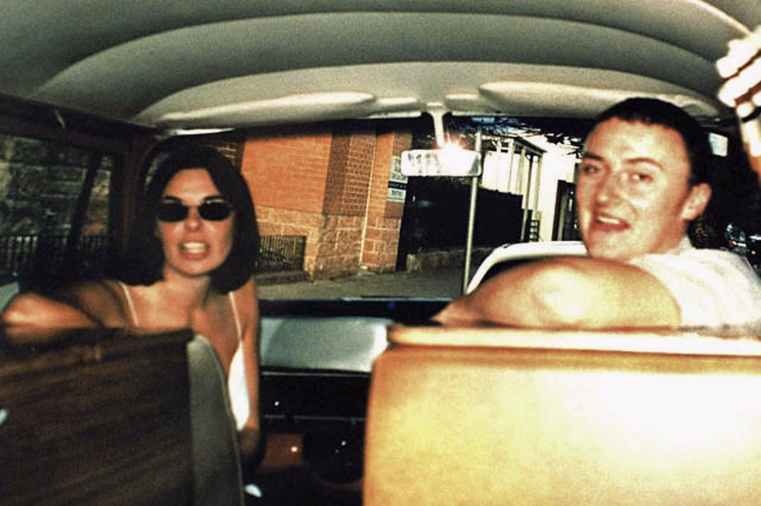 British couple Joanne Lees (L) and boyfriend Peter Falconio as they sit in their van, taken before they were allegedly ambushed by a man near Barrow Creek in July 2001.
