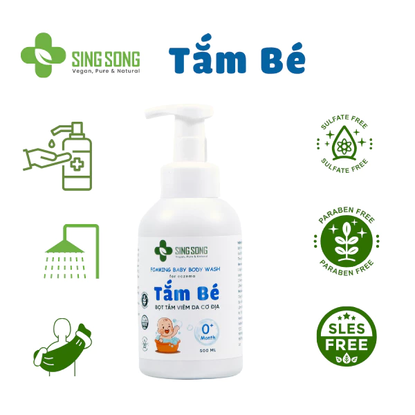 Tôi đã thử sữa tắm tạo bọt cho bé Singsong Vegan, liệu có thực sự tốt cho viêm da cơ địa và chàm da?