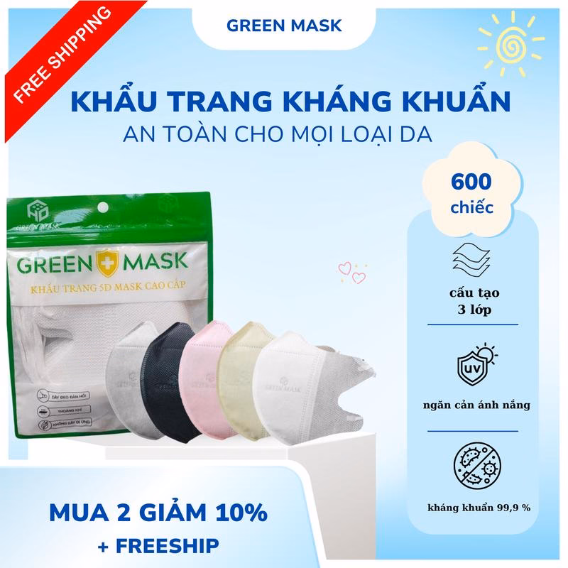 Làm sao để chọn khẩu trang 5D Green Mask kháng khuẩn 3 lớp phù hợp cho làn da nhạy cảm?
