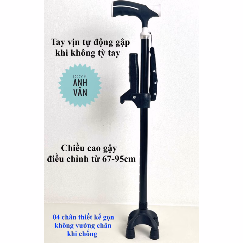 Gậy chống 4 chân có tay vịn phụ – Sự hỗ trợ bất ngờ cho người già trong sinh hoạt hàng ngày