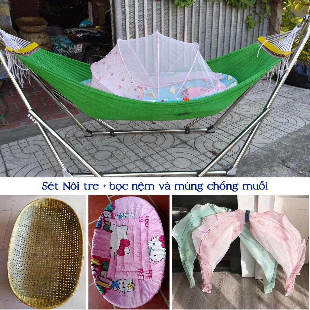 Làm thế nào để chọn bộ combo nôi tre, bọc nệm và mùng chụp cho võng phù hợp cho bé?