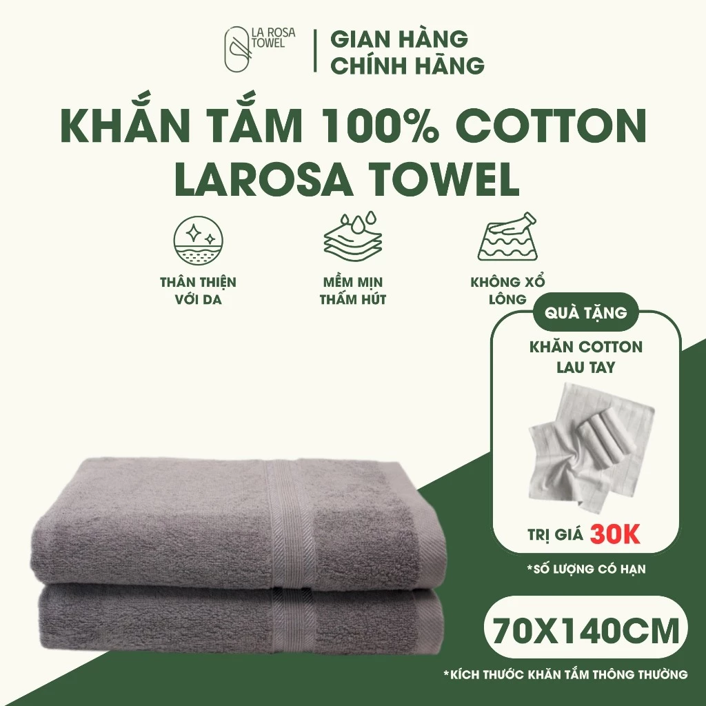 Khăn Tắm Cotton 100% Có Thật Sự Thấm Hút Tốt? Đánh Giá Chi Tiết Về Khăn Tắm Larosa Towel