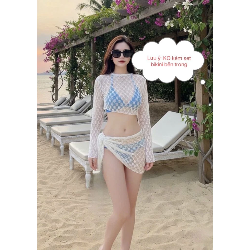 Mặc áo khoác bikini ren bông mai thế nào để không bị hớ hênh khi đi biển?