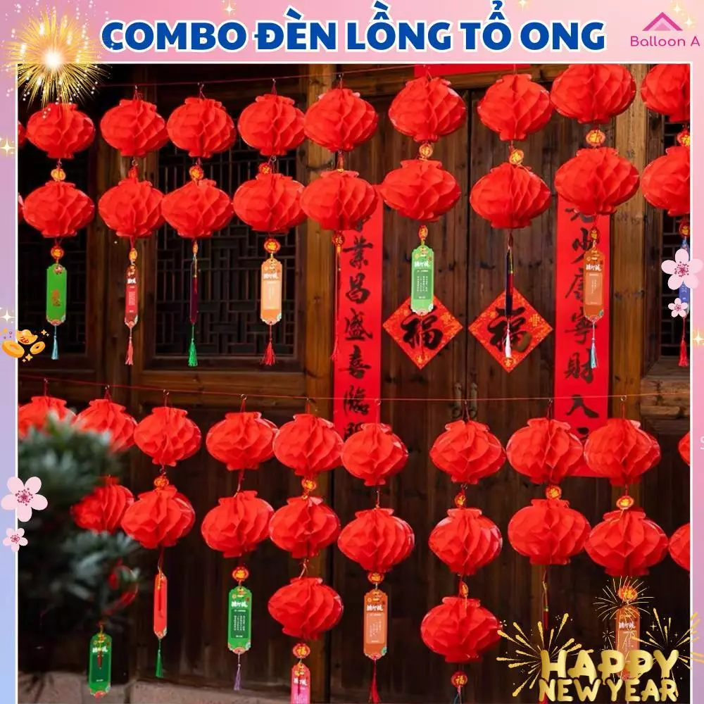 Lồng đèn tổ ong màu đỏ – Bí quyết tạo không khí Tết ấm áp mà bạn không thể bỏ qua