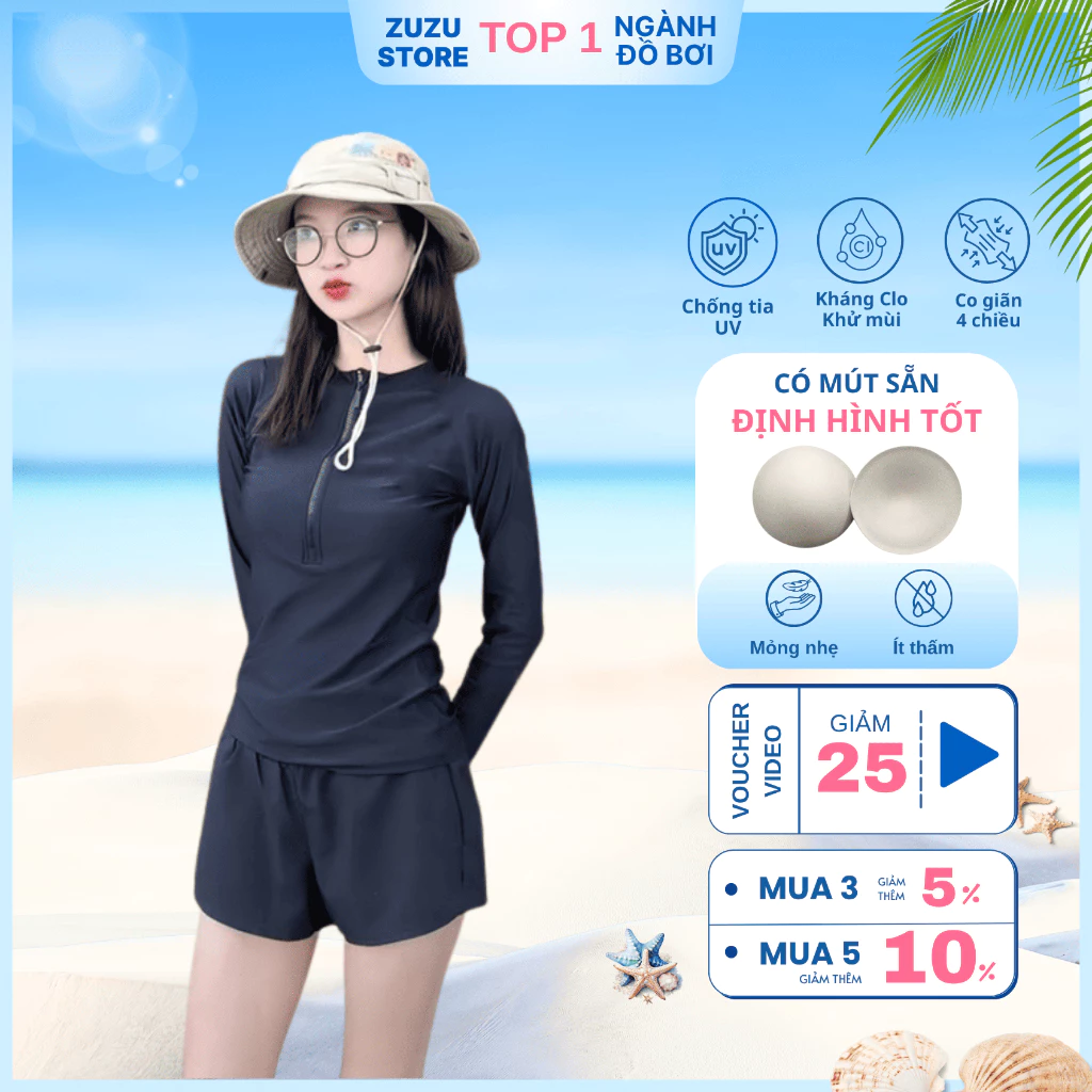 Mặc đồ bơi có che được bụng không? Tôi đã tìm ra giải pháp với bộ đồ bơi nữ ZuZu tay dài này!
