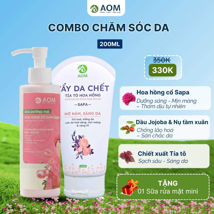 Tẩy Da Chết và Dưỡng Thể cùng Lúc: Bí Quyết Săn Chắc Da Mịn Mờng với Combo Hoa Hồng Cổ Sapa Om Natural