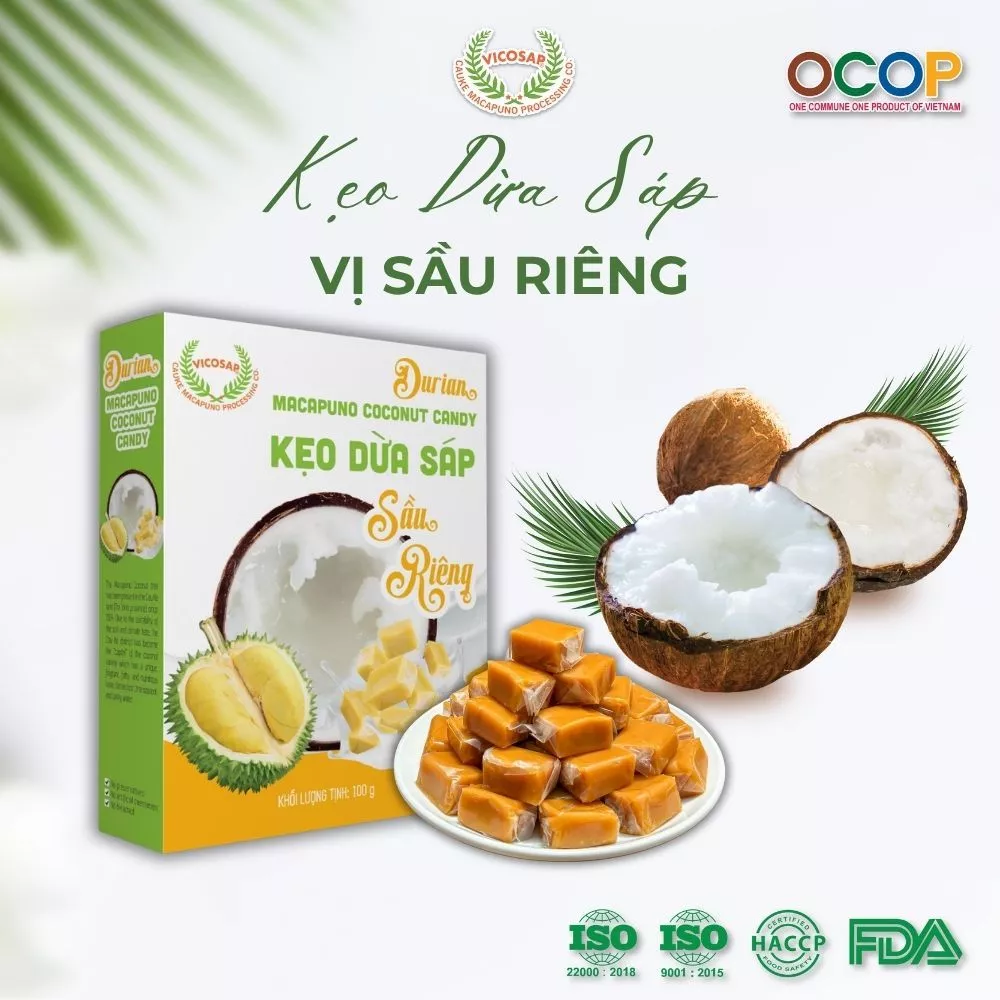 Kẹo dừa sáp vị sầu riêng có thực sự ít đường như quảng cáo?