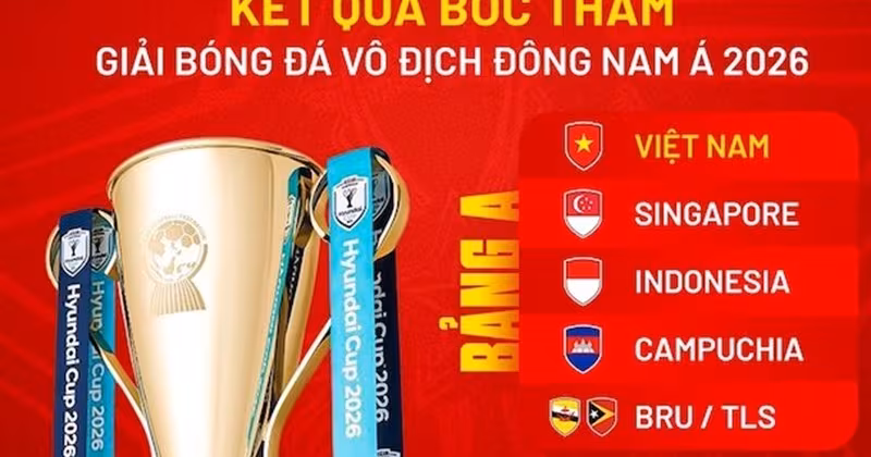 ASEAN Cup 2026: Việt Nam vào bảng A cùng Indonesia và Singapore