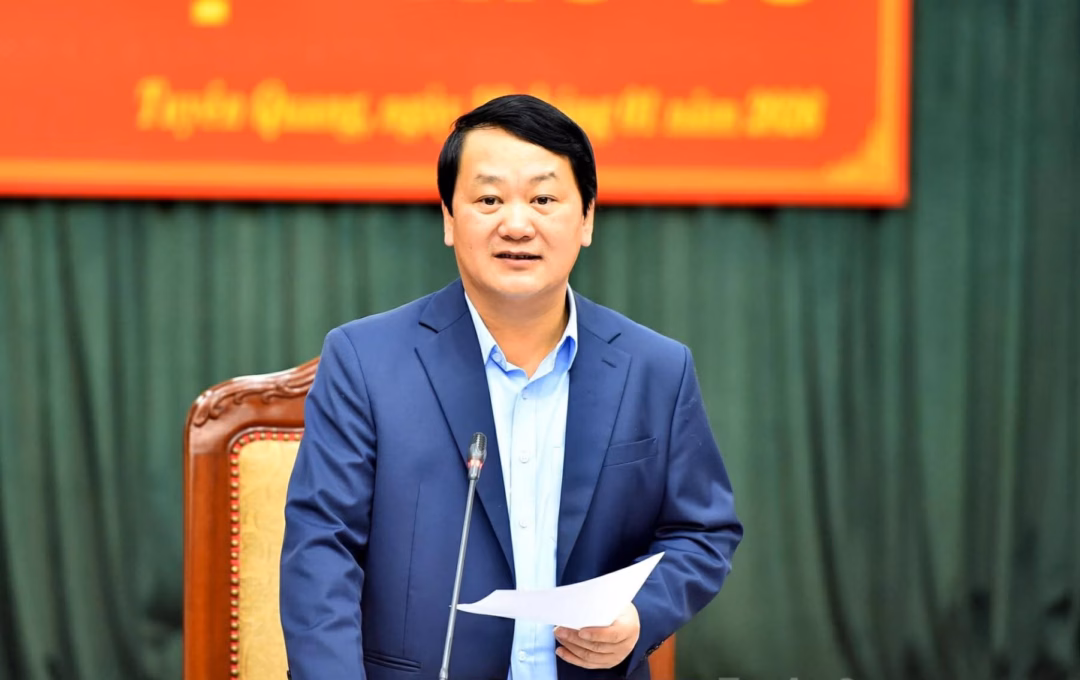 ba trọng tâm Bí thư Tỉnh ủy Tuyên Quang Hầu A Lềnh phát biểu chỉ đạo tại phiên họp. Ảnh: Thanh Phúc