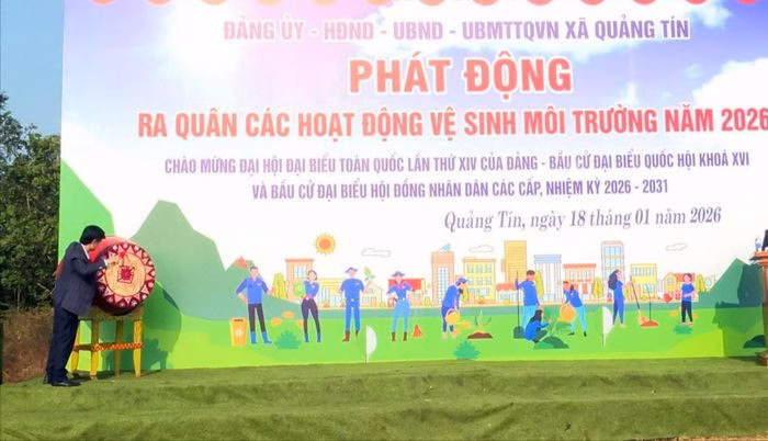 Quảng Tín làm sạch khắp tuyến đường chào mừng Đại hội XIV Đảng 2026