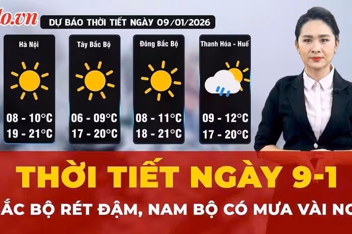 Dự báo thời tiết 9/1: Bắc Bộ rét đậm, Nam Bộ có mưa rải rác