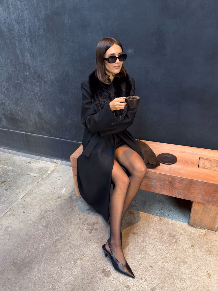 Giày cao gót mũi nhọn Giày cao gót mũi nhọn màu đen, phong cách cổ điển