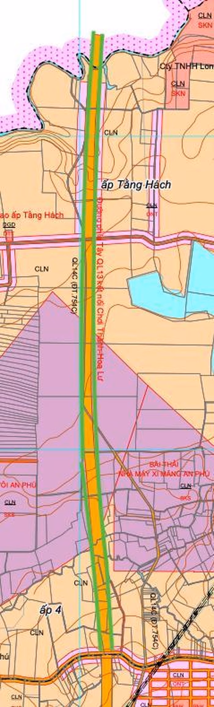 Sơ đồ tuyến đường ph&iacute;a t&acirc;y Quốc lộ 13 tại x&atilde; Minh Đức