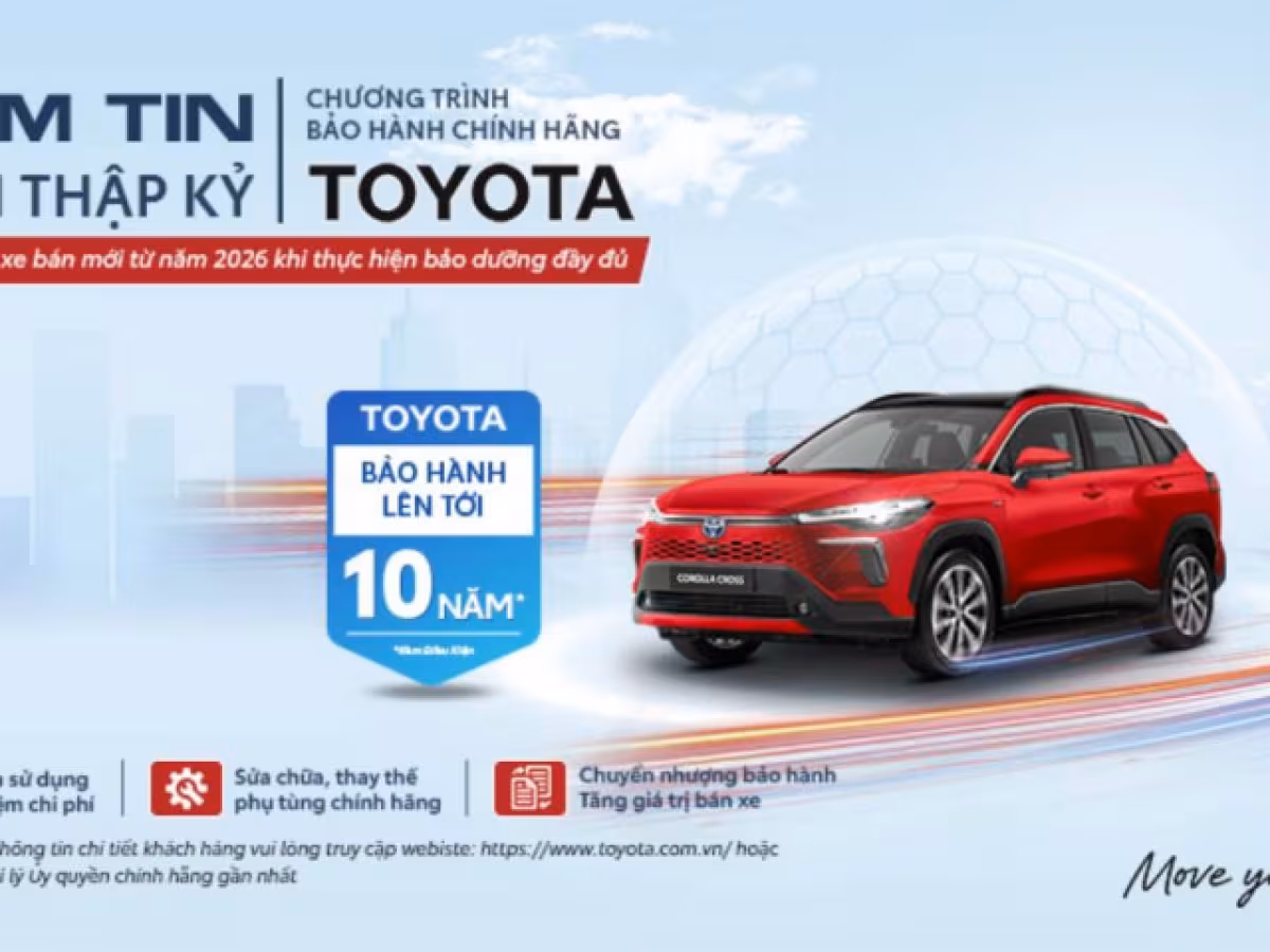 Toyota Việt Nam ra mắt khuyến mại tháng 1/2026: Ưu đãi bảo hiểm, bảo dưỡng & bảo hành 10 năm