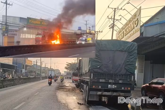 Xe container bốc cháy trên QL1: Nguyên nhân và phản ứng cứu hỏa