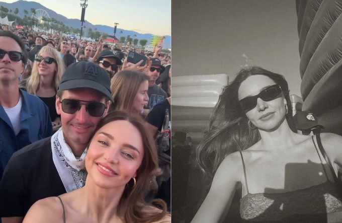 Miranda Kerr và chồng giữa sa mạc California Phong cách thời trang dạo phố của Miranda Kerr và chồng tại Coachella