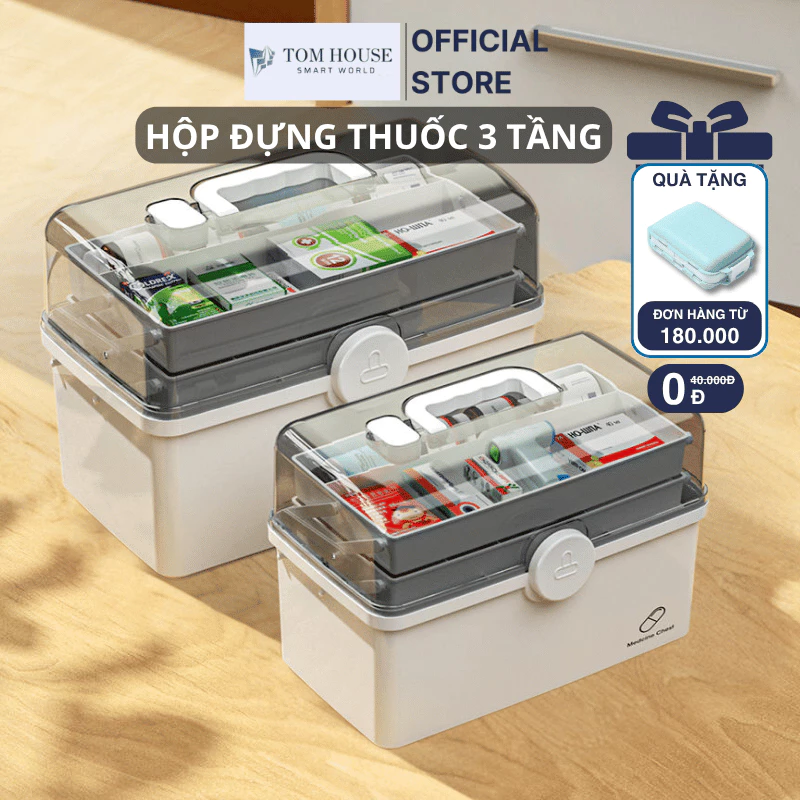 Hộp đựng thuốc 3 tầng khiến việc sắp xếp thuốc trong gia đình bớt lộn xộn hơn bao giờ hết