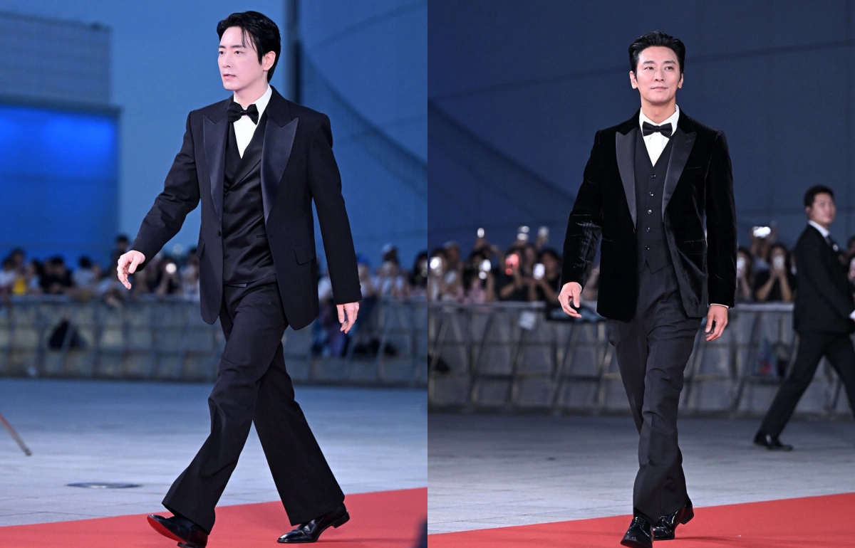 Sao Hàn Yoona vấp ngã trên thảm đỏ, Lee Byung Hun gây sốt với vai trùm cuối Tài tử Lee Jun Hyuk và Joo Ji Hoon (phải) ghi điểm với vẻ lịch lãm.