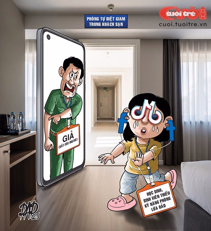 Cảnh báo hình thức lừa đảo “bắt cóc online” nhắm vào học sinh, sinh viên Tranh: Hà Huy Chương