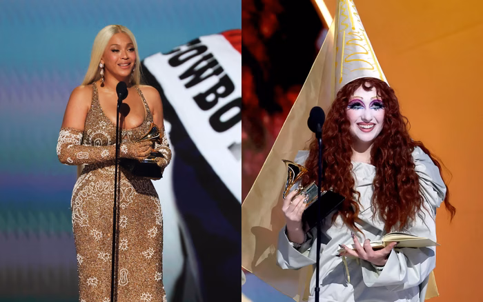 Beyoncé và Chappell Roan tại Grammy 2025 Beyoncé và Chappell Roan nhận giải Best Country Album và Best New Artist tại Grammy 2025.