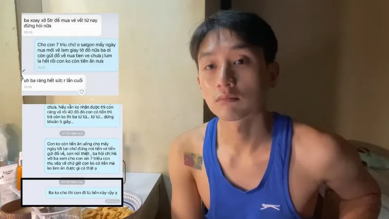 Huy Ma gây tranh cãi với tin nhắn xin tiền cha ruột