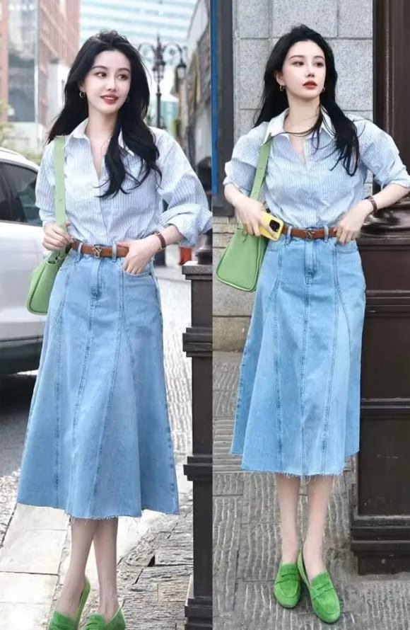 Áo sơ mi sọc xanh lam Áo sơ mi sọc xanh lam