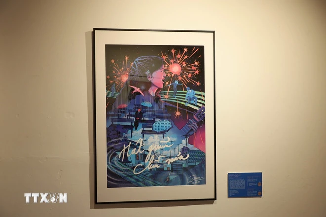 Liên hoan phim Việt Nam tại Anh: Màn curtain đầu tiên tại London Poster giới thiệu phim “Hát giữa chiều mưa” (1990) - một bộ phim nhạc kịch của đạo diễn Trần Phương. (Ảnh: Phong Hà/TTXVN)