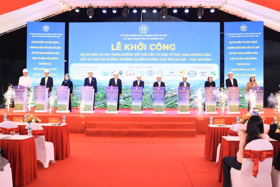 Lễ khởi c&ocirc;ng dự &aacute;n tuyến đường nối cầu Tứ Li&ecirc;n