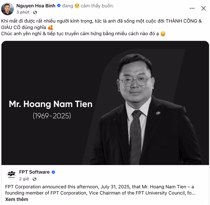 Loạt sếp lớn, nghệ sĩ, người hâm mộ gửi lời tiếc thương đến ông Hoàng Nam Tiến: "Hẹn gặp anh ở 1 kiếp khác..."- Ảnh 6.