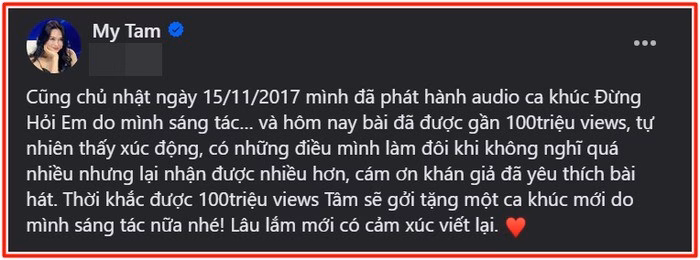 Mỹ Tâm từng hạnh phúc khi MV của mình đạt lượt xem 'khủng'.