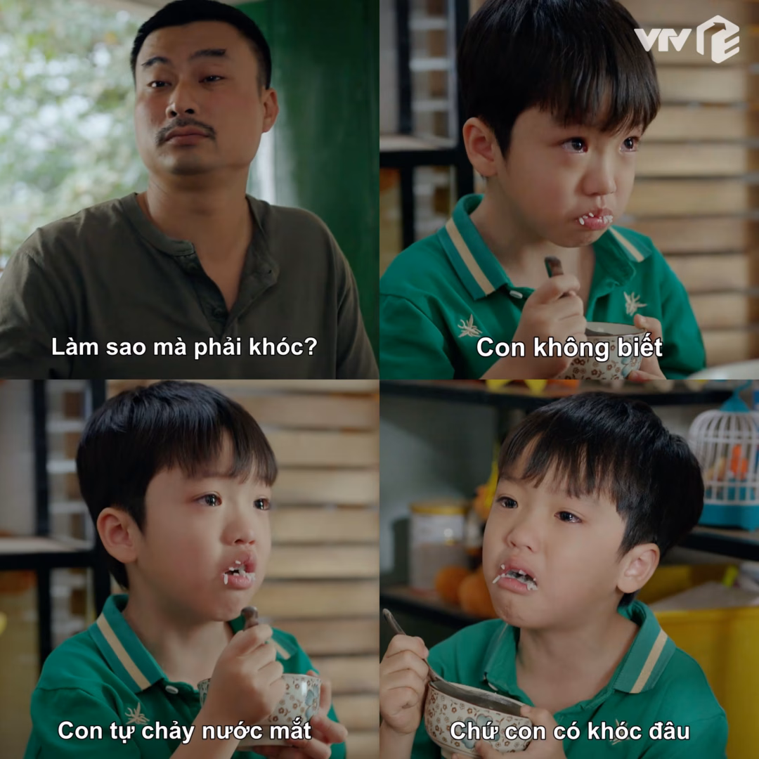 Cảnh phim lấy nước mắt của nhân vật bé Khoai trong Dịu Dàng Màu Nắng