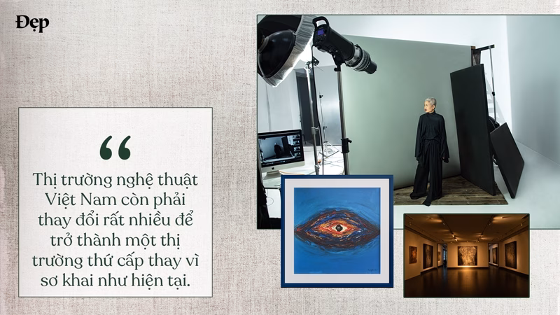 “Tự đổi đời” và làm giàu qua thị trường nghệ thuật từ thiện ở Việt Nam Theo bà, thị trường nghệ thuật Việt Nam muốn phát triển, cần những thành tố nào?