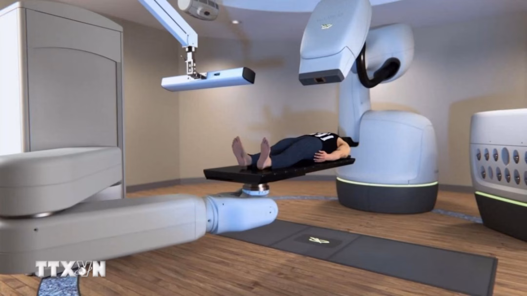 Hệ thống robot xạ phẫu CyberKnife S7 Hình ảnh mô phỏng hệ thống robot xạ phẫu CyberKnife S7
