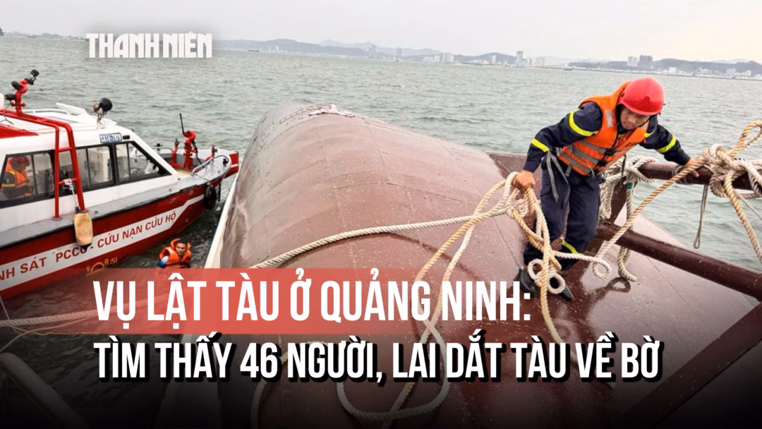 Cận cảnh lai dắt tàu du lịch Vịnh Xanh về bờ, 46 người đã được tìm thấy