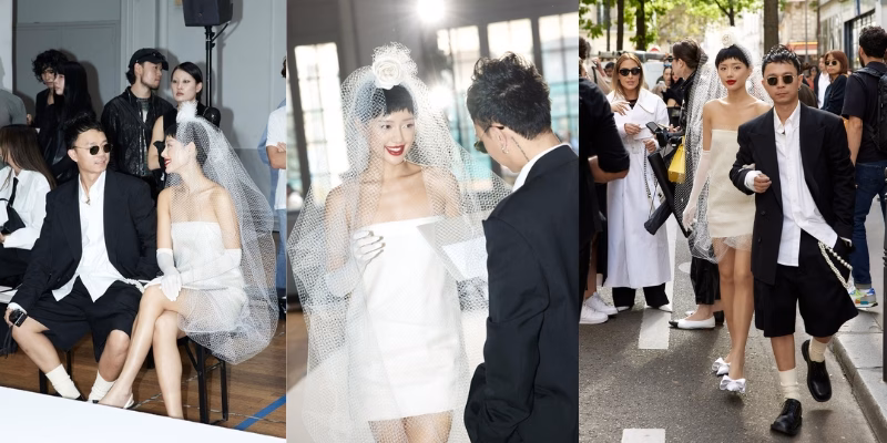 Cô Em Trendy và vị hôn phu gây ấn tượng với bộ ảnh cưới độc nhất vô nhị tại Paris Fashion Week